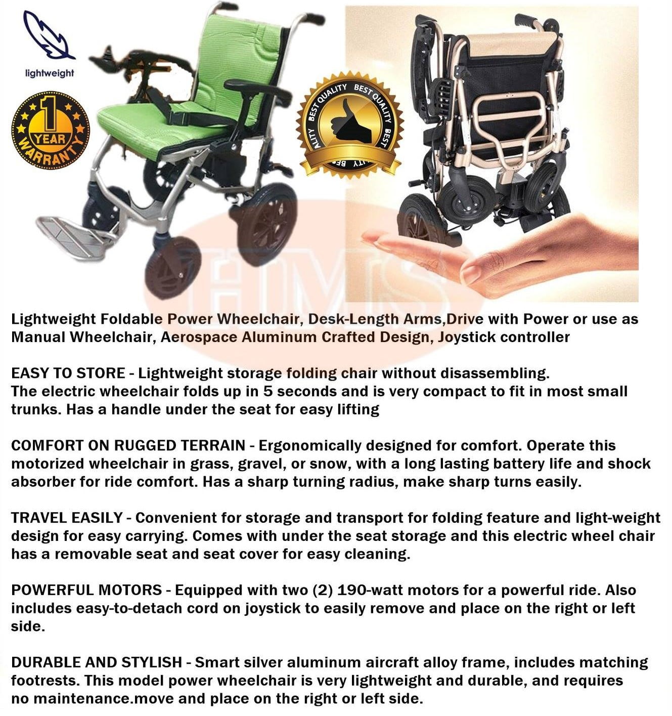 Ultra Motorized Wheelchair HMS725L - Image 3